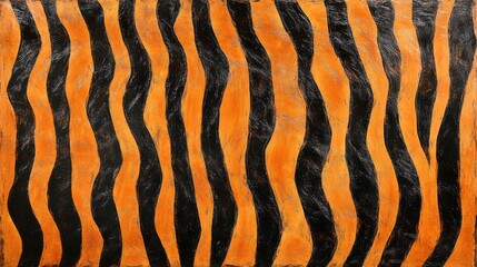 Fototapeta premium Abstract tiger stripes pattern background in orange and black tones with wavy lines