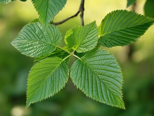 close up of green leaves on a tree branch