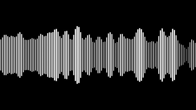 A dynamic, looping animation of audio waves pulses across the screen, with smooth, flowing lines that expand and contract, representing sound frequencies and rhythmic beats.