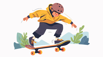 Fototapeta premium Young Man Skateboarding Outdoors: Modern Fun Activity