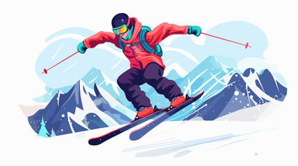 Fototapeta premium Thrilling Skiing Winter Vacation Extreme Sports Image for Landing Page