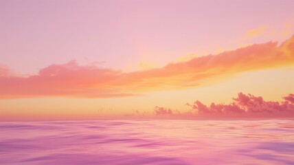 Ultra-realistic image of a sunset beach scene with gradient colors, from deep orange to light pink in the sky
