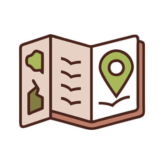 Travel guidebook icon in beige and green tones