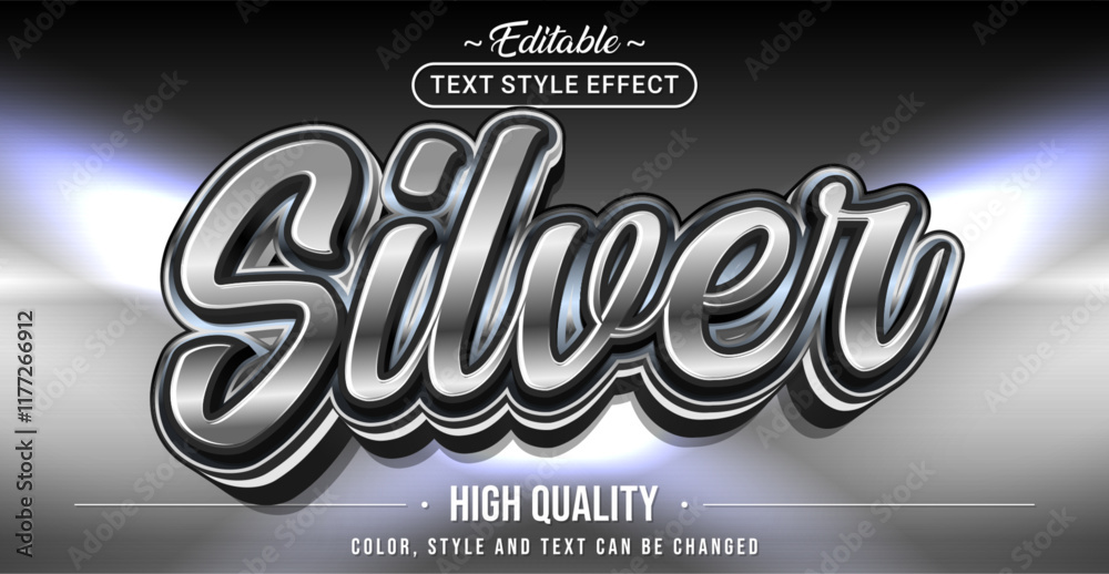 Poster Editable text style effect - Silver text style theme.