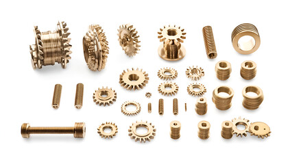 Naklejka premium Gears collage isolated on white background