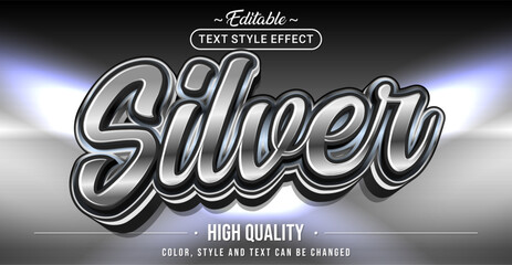 Editable text style effect - Silver text style theme.