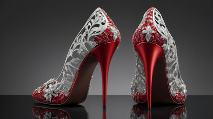 red heels design with diamond work 