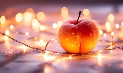 Glowing apricot with fairy lights.