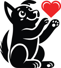 Dog and heart vector