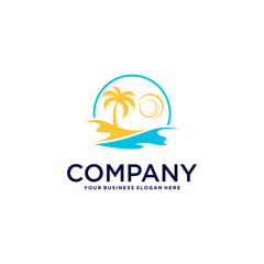 beach logo design with holiday