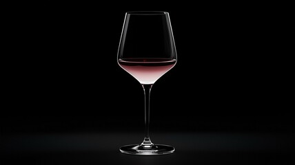 Photorealistic image of an elegant wine glass filled with a liquid that has a smooth gradient from dark red to light pink
