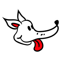 Dog Face Funny Cute Tongue Stick Out Head Cartoon Design Lover Art Vector Illustration Card T-Shirt Poster Sticker Graphic Print Decorative Drawing Isolated Logo Decoration Symbol Creative Cool Style
