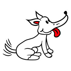 Dog Wagging Cute Happy Excited Tail Funny Cartoon Design Lover Art Vector Illustration Card T-Shirt Poster Sticker Graphic Print Decorative Drawing Isolated Logo Decoration Symbol Creative Cool Style
