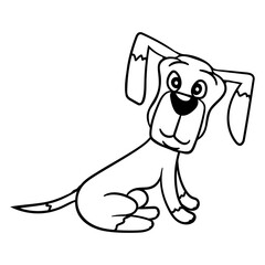 Dog Sits Cute Little Happy Puppy Pet Friendly Fun Design Lover Art Vector Illustration Card T-Shirt Poster Sticker Graphic Print Decorative Drawing Isolated Logo Decoration Symbol Creative Cool Style
