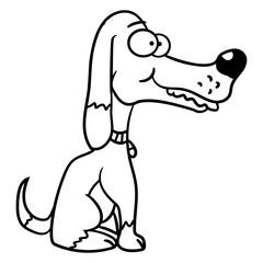 Dog Sitting Funny Happy Puppy Pet Comic Cartoon Design Lover Art Vector Illustration Card T-Shirt Poster Sticker Graphic Print Decorative Drawing Isolated Logo Decoration Symbol Creative Cool Style
