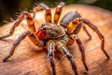 Fototapeta premium Brazilian Wandering Spider Bite: Close-up Image Showing Wound & Symptoms