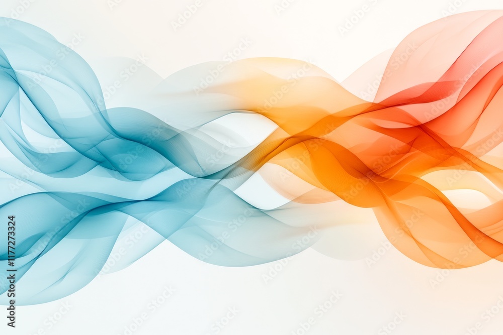 Poster a flat graphic of a swarm of krill forming a wave-like pattern, illustrated in soft pastel colors