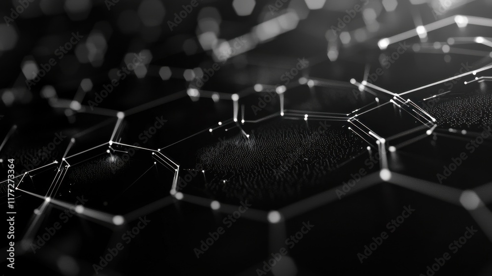 Poster digital technology background. abstract hexagons background with lines and dots. design for science,
