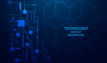 Obraz premium Abstract futuristic circuit board background. Big data code representation. Hi-tech Illustration of digital technology. Graphic concept for your design