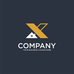 real estate logo design with letter x