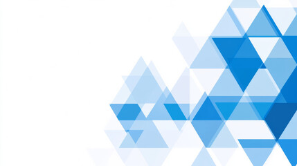 Blue geometric triangles on white background