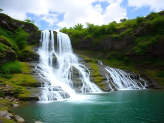 Obraz premium Waterfalls from hill 