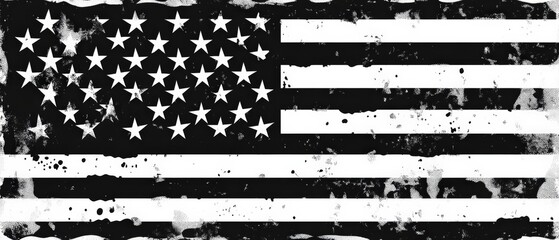 black and white american flag graphic design