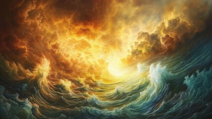 turbulent sea with dramatic sky