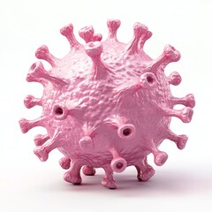 Pink 3D covid germ on a white background