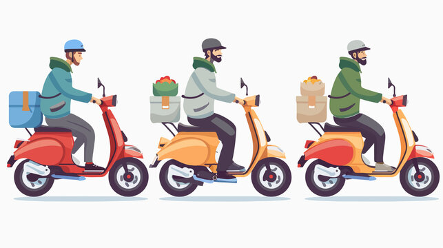 Speedy Courier Male Character on Scooter Providing Service