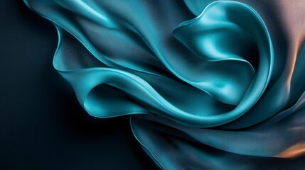 Obraz premium Elegant Teal Silk Drape: Luxurious Texture, Serene Flow