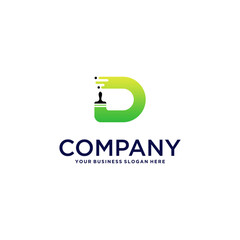 brush logo design with letter d