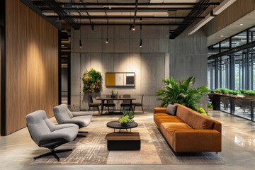 Fototapeta premium modern office lounge area with comfortable seating