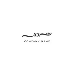 Minimalist XX Logo Design with Abstract Feather Element