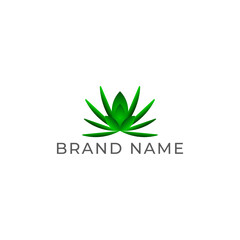 ILLUSTRATION ECO LEAF GRADIENT GREEN COLOR SIMPLE BOTANICAL LOGO ICON TEMPLATE DESIGN VECTOR