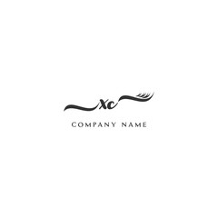 Minimalist XC Logo Design with Abstract Feather Element