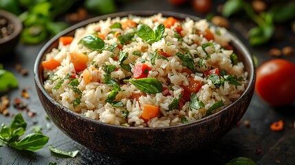 Rice, Tomatoes, and Basil Bowl