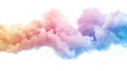 Fototapeta premium Dreamy pastel clouds with sparkles white background.