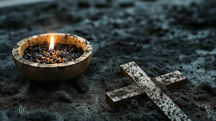 Ash Cross and Candle Reflection 