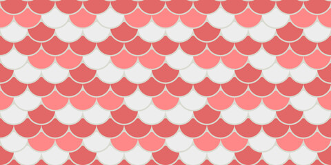 Elegant, seamless pattern featuring overlapping scales in soft coral, light pink, and off-white.  Perfect for textile design, website backgrounds, or decorative projects.