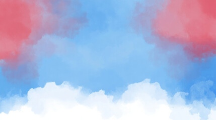 Soft abstract clouds in red, blue, and white hues