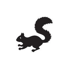 Squirrel-running-animal-mammal-ridden-white-background vector art illustration.