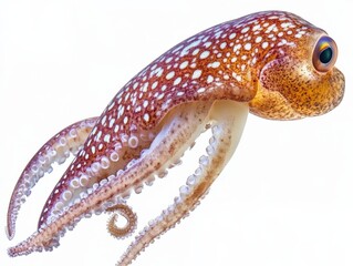 close up of a squid on a white background