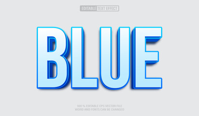 Editable 3d text style effect - Blue Bold  text effect Template