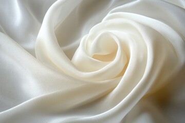creamy white silk fabric draped in a rose pattern