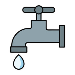 Minimalist Water Faucet Vector Design.