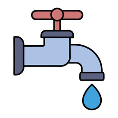 Minimalist Water Faucet Vector Design.