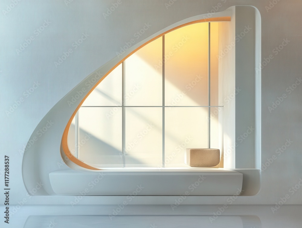 Wall mural modern window with a seat and a small object