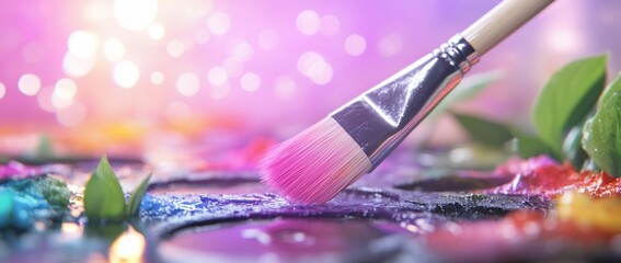 Vibrant paintbrush stroke on artist's palette.
