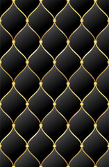 Fototapeta premium Seamless Luxury black background with golden chains and beads. Vector illustration